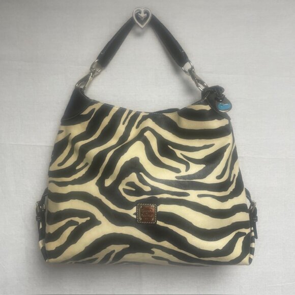 Dooney & Bourke Zebra Print Large Leather Tote Shoulder Bag Purse With Dust Bag - Picture 1 of 16